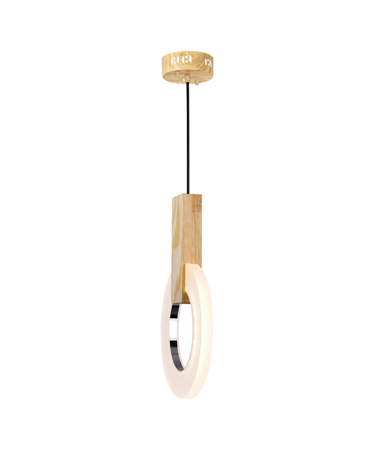Cwi Lighting 12" Metal Anello Led Mini Pendant In White Oak