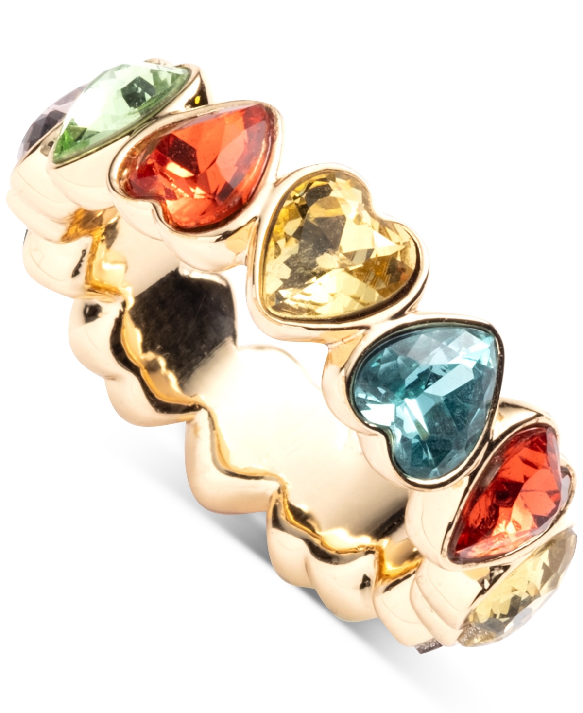 Emily In Paris Gold-tone Multicolor Heart Stone Bezel Statement Ring In Multi