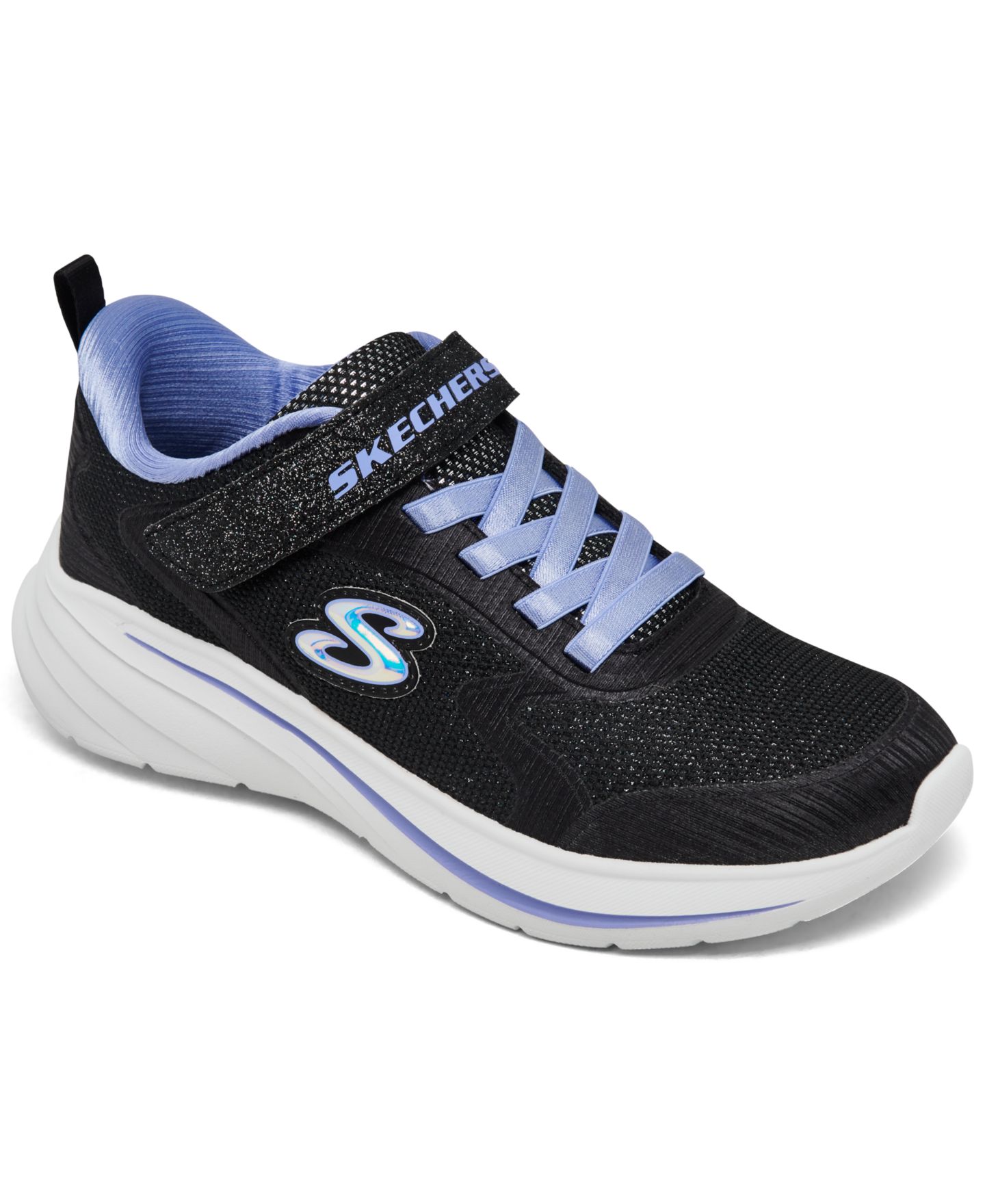 Детские повседневные кроссовки Skechers Wave 92 на липучке, цвет: Чёрный — фото 1