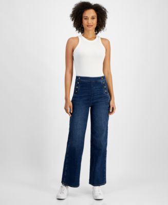 Nautica Jeans Women's Side-Zip Wide-Leg Sailor Jeans - Macy's