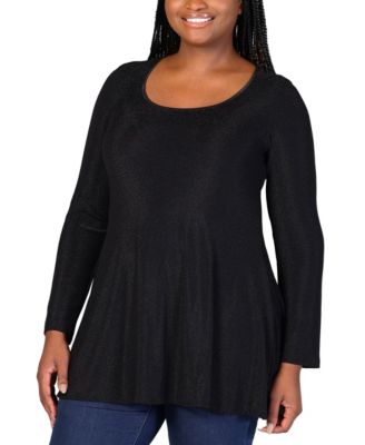 Plus Size Scoop Neck Shimmery Tunic Top