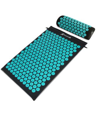 Acupressure Mat and Pillow Set - Black/aqua