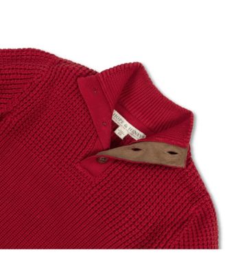 Baby Boys Long Sleeve Mock Neck Mix Stitch Button Sweater with Elbow Patches