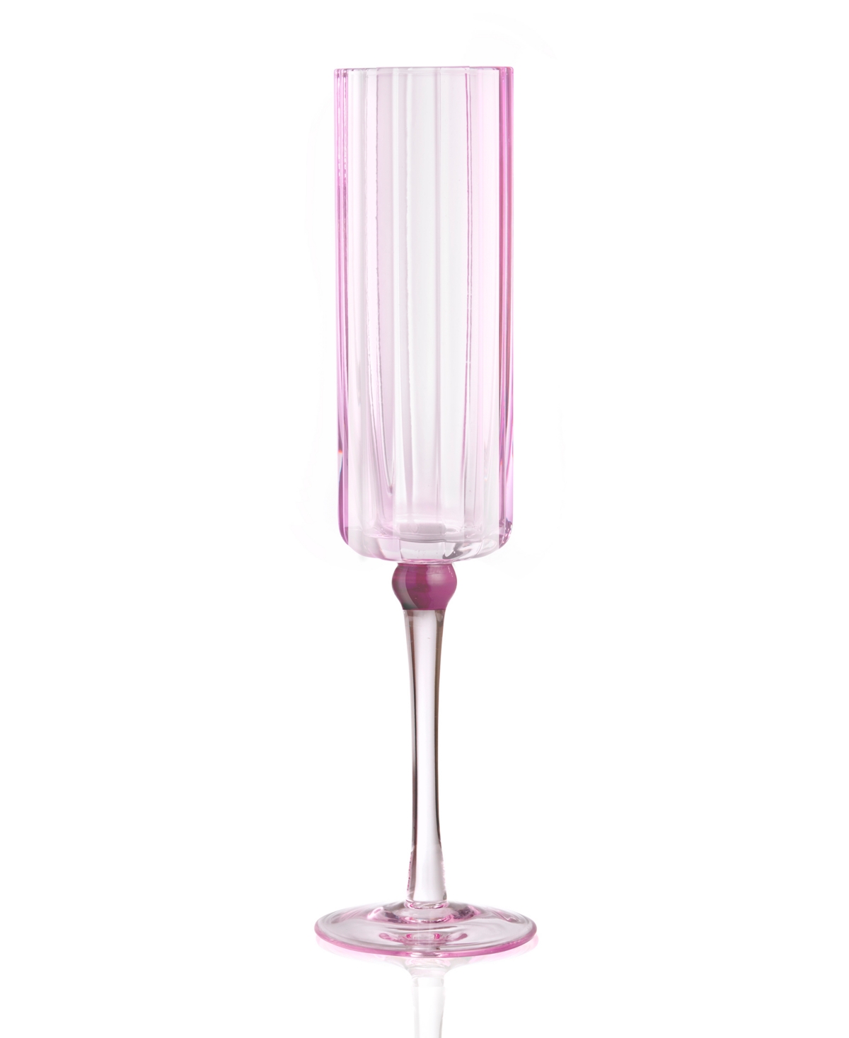 Qualia Glass Cranberry Champagne Flutes, Set Of 4 In Light Pink With Burgundy
