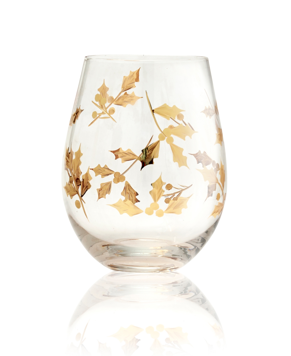 Qualia Glass Classic Stemless Wine Glasses, Set Of 2 In Clear With Gold