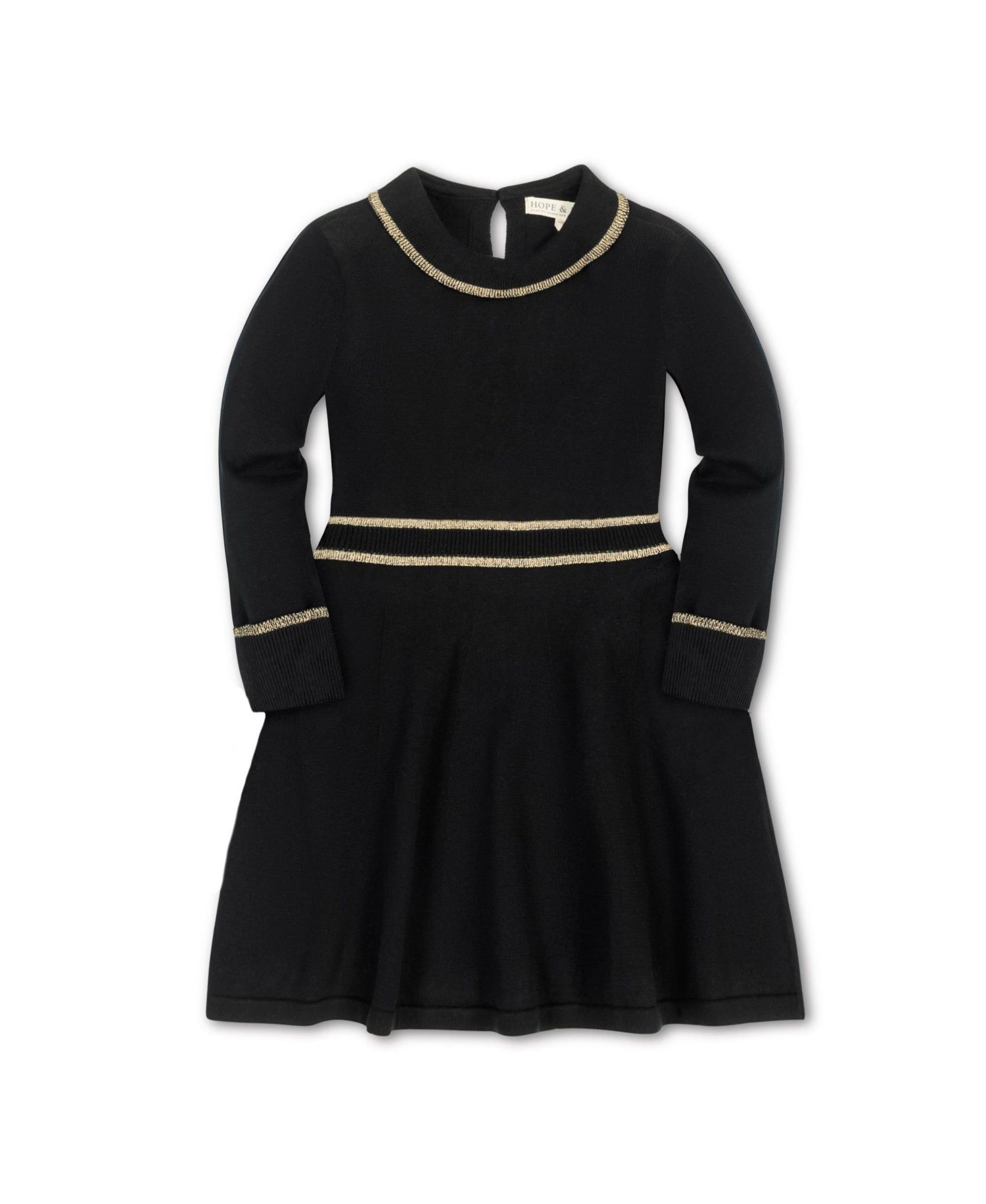 Toddler Girls Hope and Henry Long Sleeve Ruffle Collar Sweater Dress