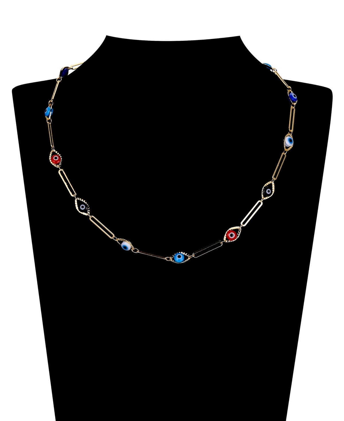 Unwritten Multi Color Evil Eye Paperclip Necklace