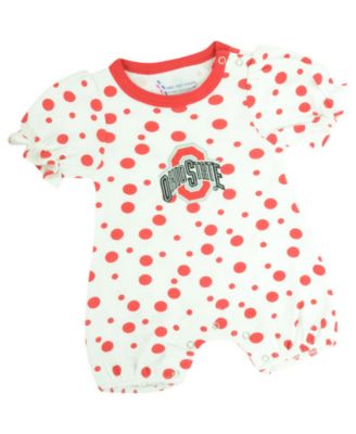 Atlanta Hosiery Company - Babies' Short-Sleeve Ohio State Buckeyes Polka Dot Romper