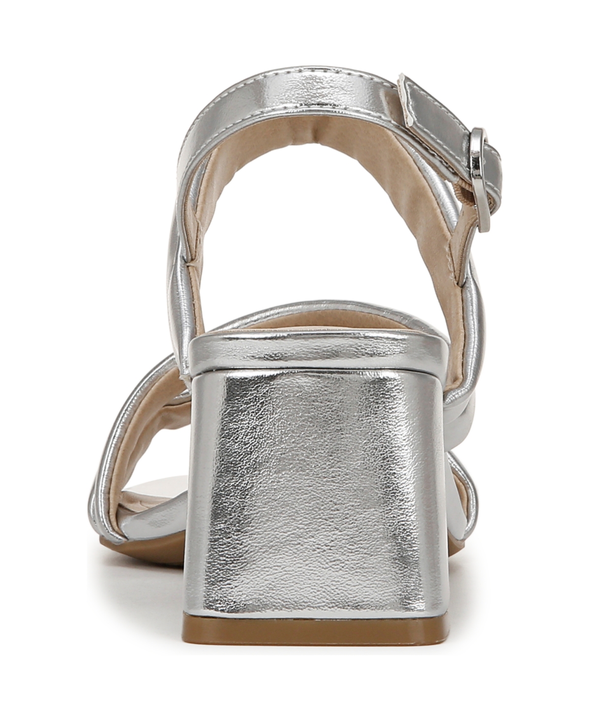Shop Lifestride Women's Celia Asymmetrical Block Heel Dress Sandals In Silver Faux Leather