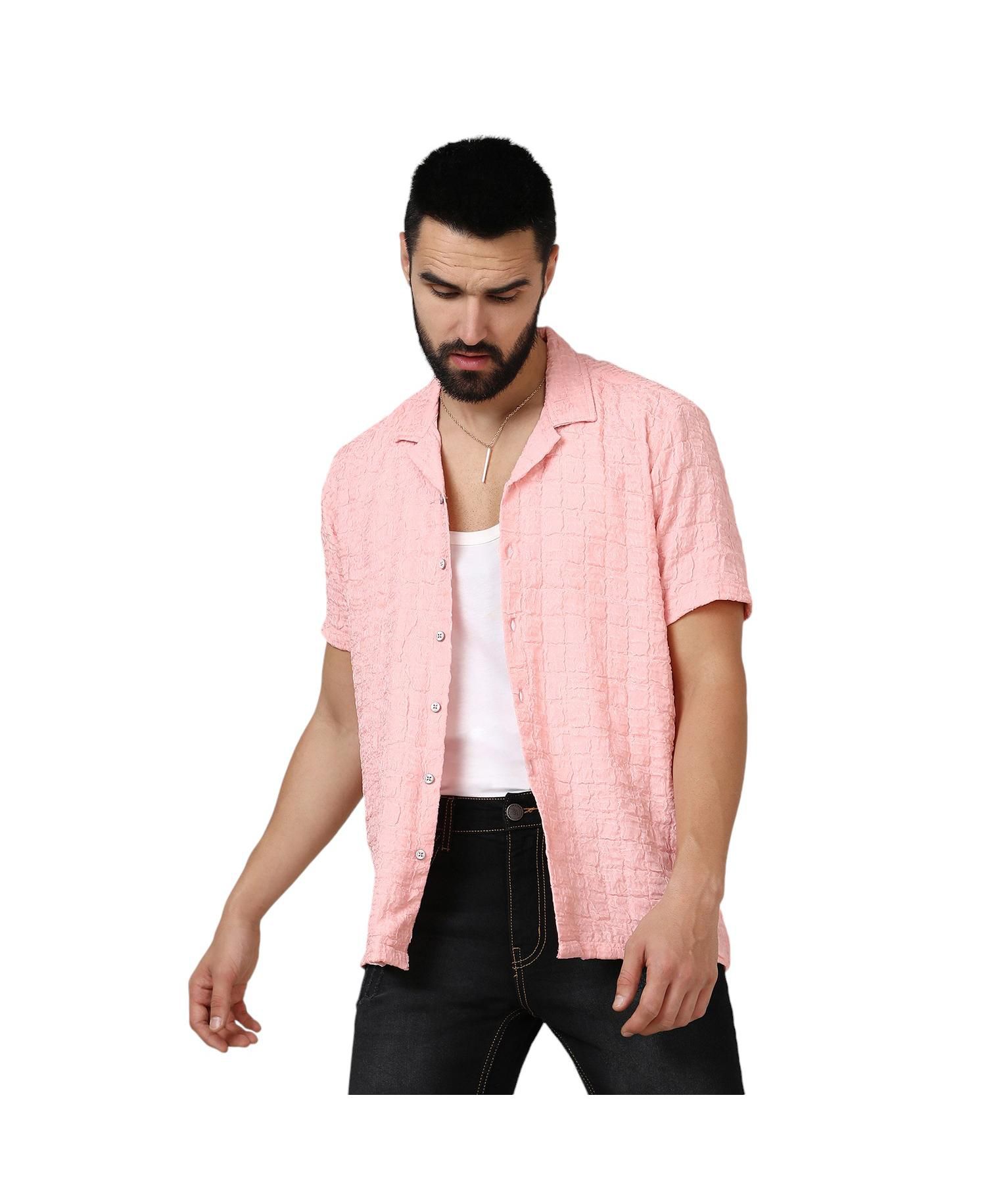 Men's Baby Pink Box-Creased Shirt