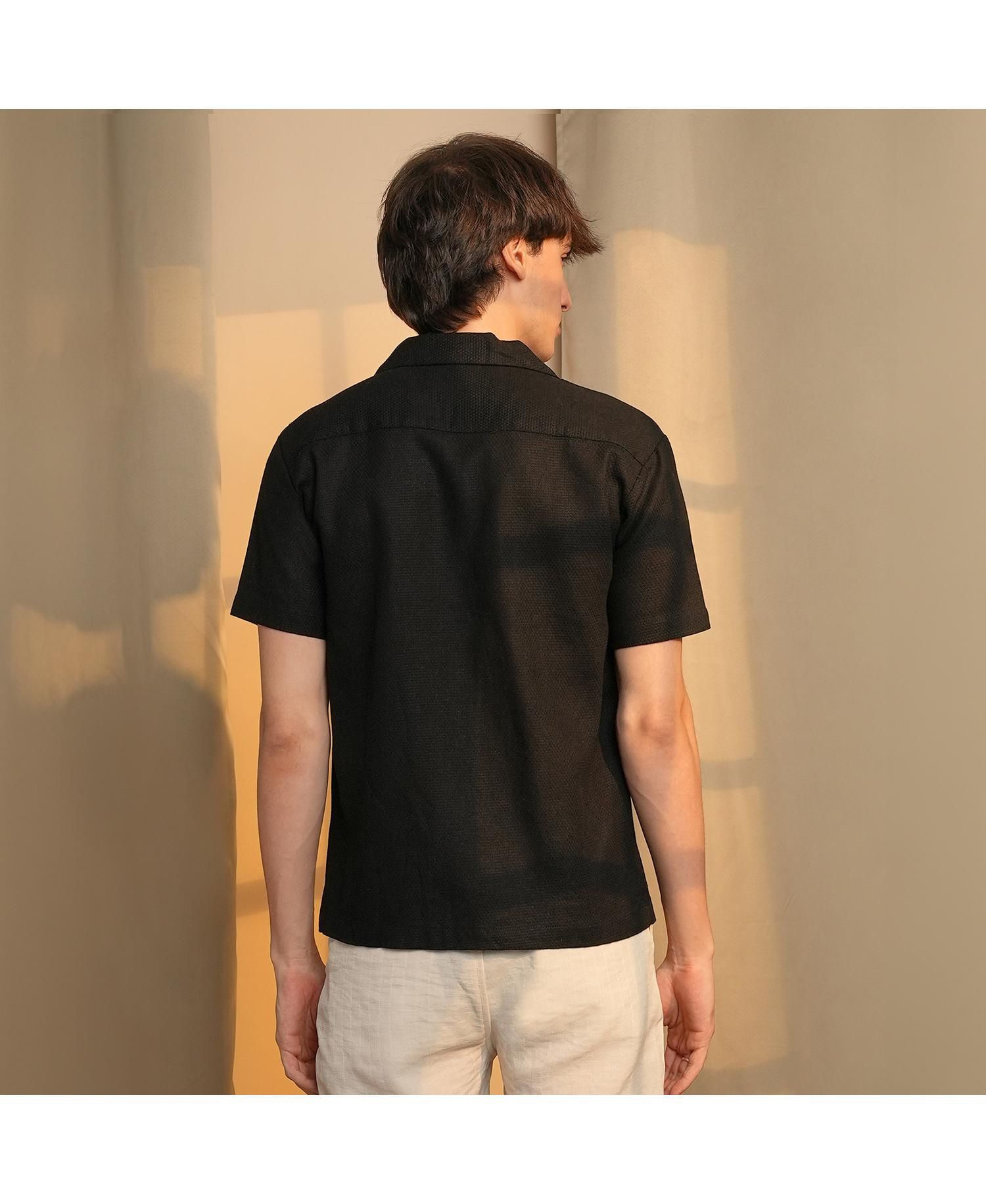 Men's Onyx Black Solid Resort Shirt