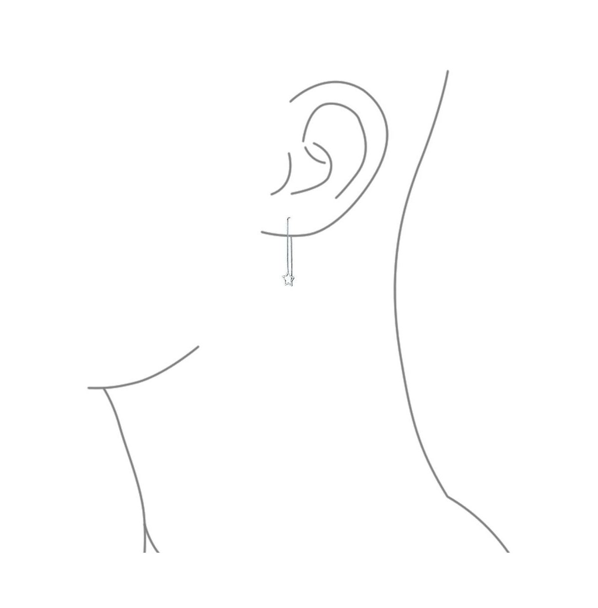 Bling Jewelry Celestial Open Star Linear Long Chain Threader Earrings For Women .925 Sterling Silver U Stabilizer Hook