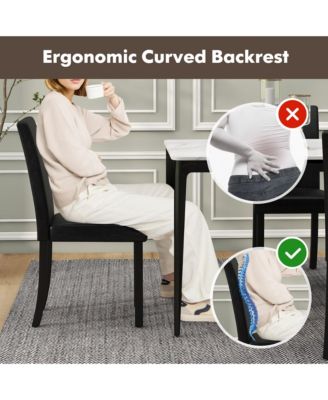 Dining Chair Set of 4 w/ Acacia Wood Frame & Rubber Wood Legs Padded Backrest Brown