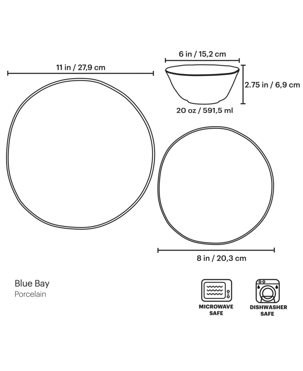 LenoxBay 12 Pc. Dinnerware Set, Service for 4 - Blue