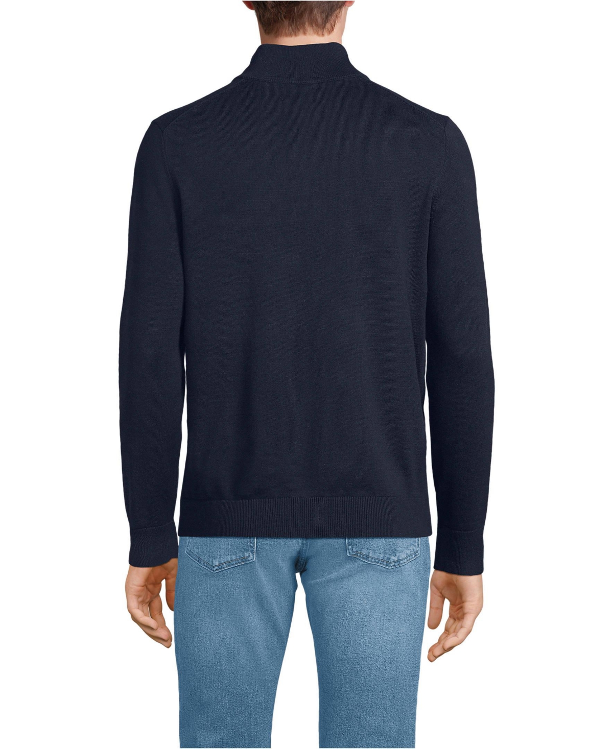 Lands' End Men's Long Sleeve Fine Gauge Cotton Quarter Zip Sweater