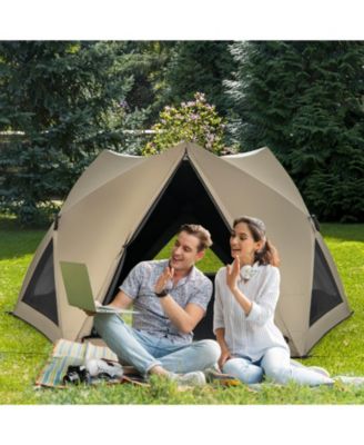 Pop-up Camping Tent for 4/5/6 People with Rainfly Skylight 3 Doors 3 Windows