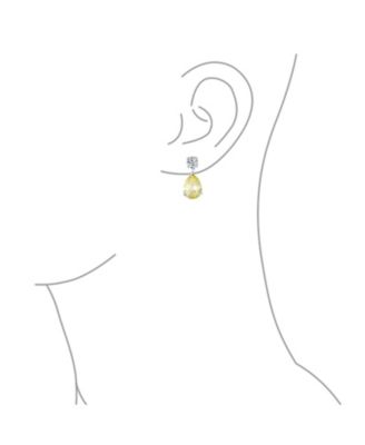 Traditional Classic Cubic Zirconia Canary Yellow 5CTW Solitaire Drop Pear Shaped Teardrops Dangle Earrings Prom .925 Sterling Silver