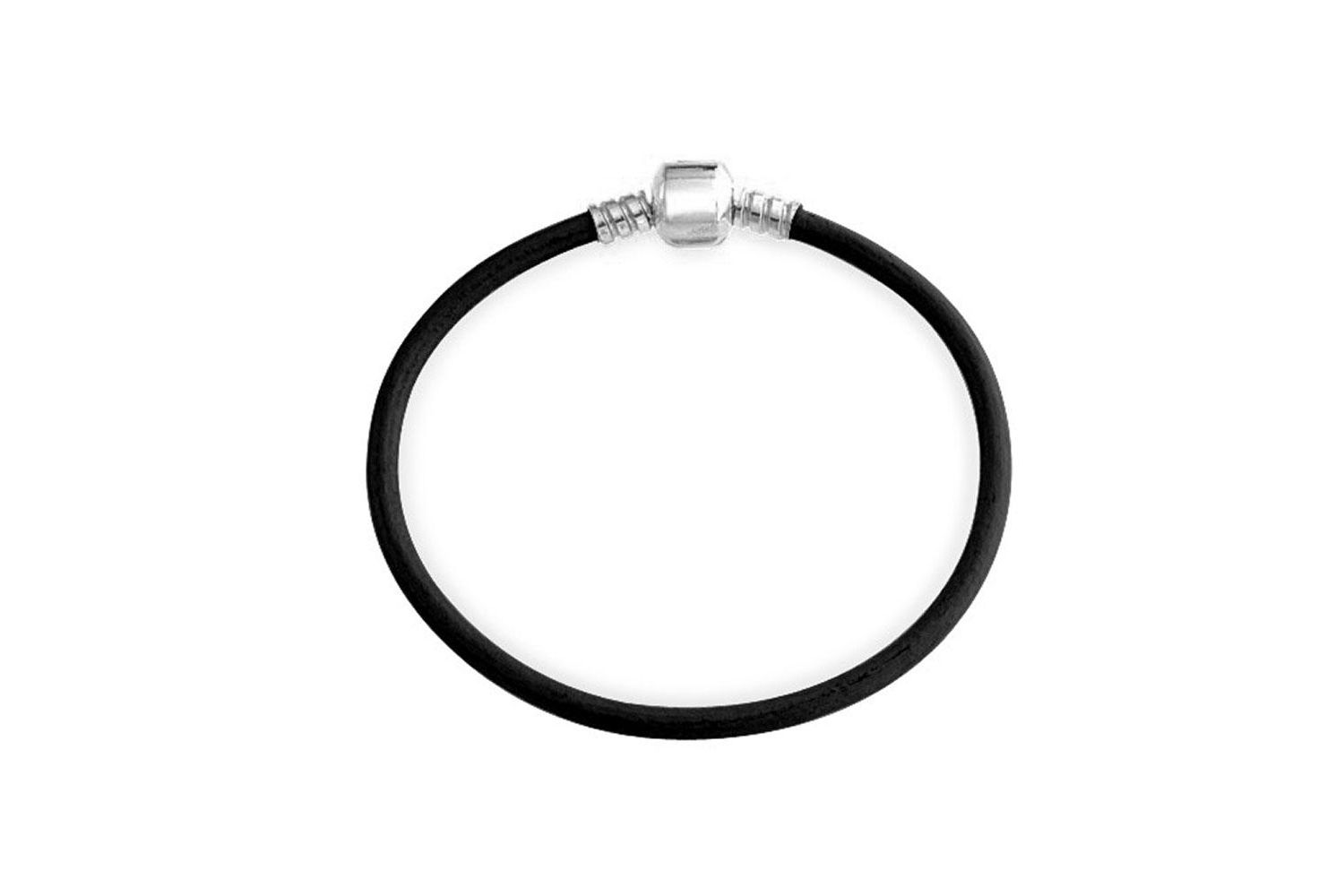Pink Leather Strand Bracelet for Bead Charms Silver Clasp