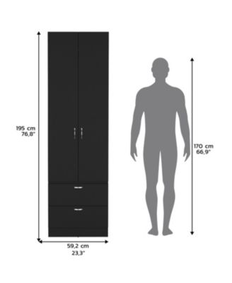 Vicco 76-Inch 2-Drawer 1-Shelf Hanging Rod Wardrobe Armoire