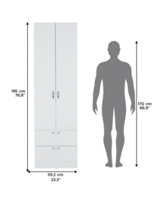 Vicco 76-Inch 2-Drawer 1-Shelf Hanging Rod Wardrobe Armoire