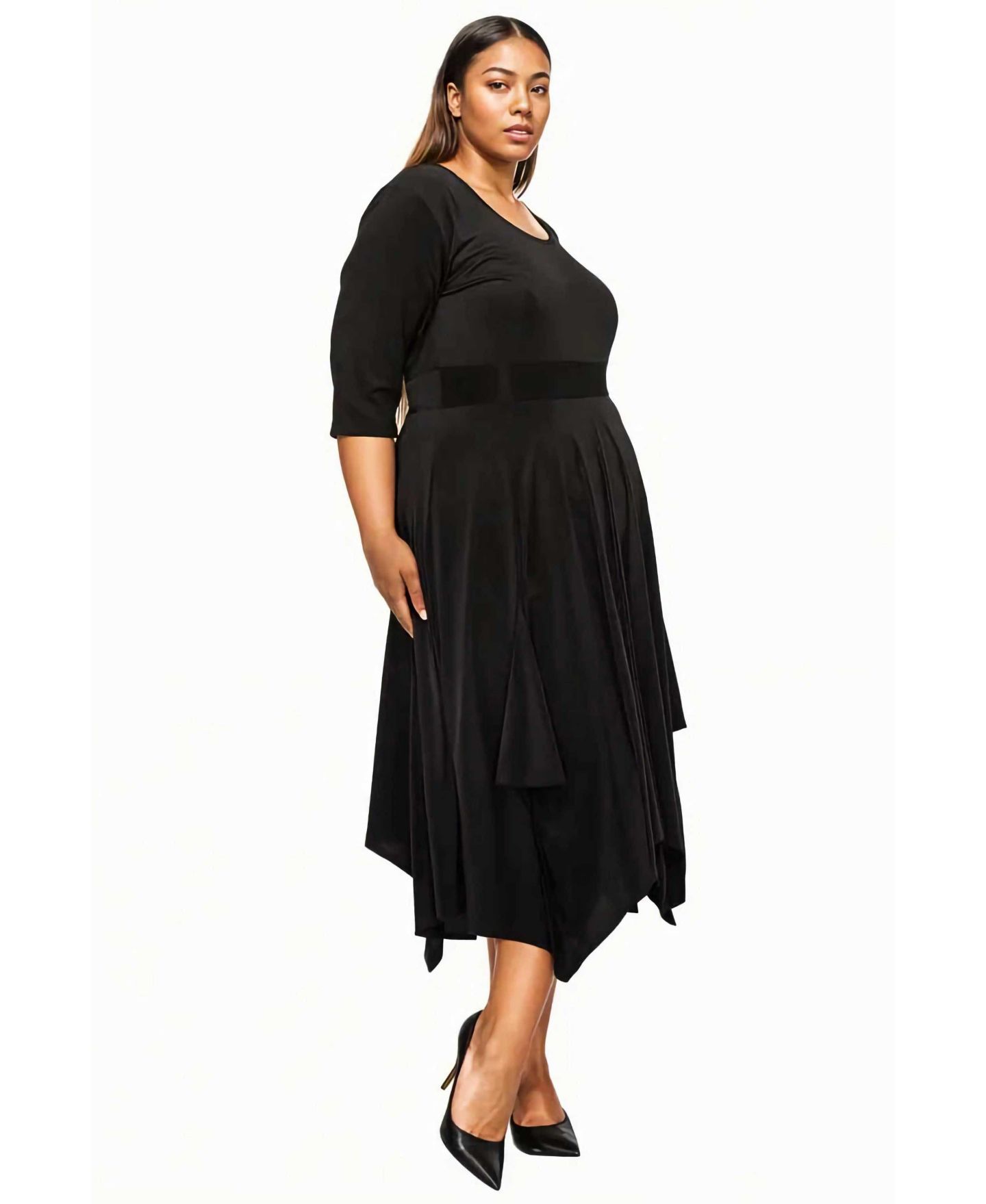 Женское платье L I V D Plus Size Shay Handkerchief Hem, цвет: Чёрный — фото 3