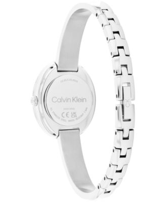 Women Twisted Bezel Silver Stainless Steel Bracelet Watch 24mm