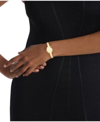 Women Twisted Bezel Gold-tone Stainless Steel Bracelet Watch 24mm