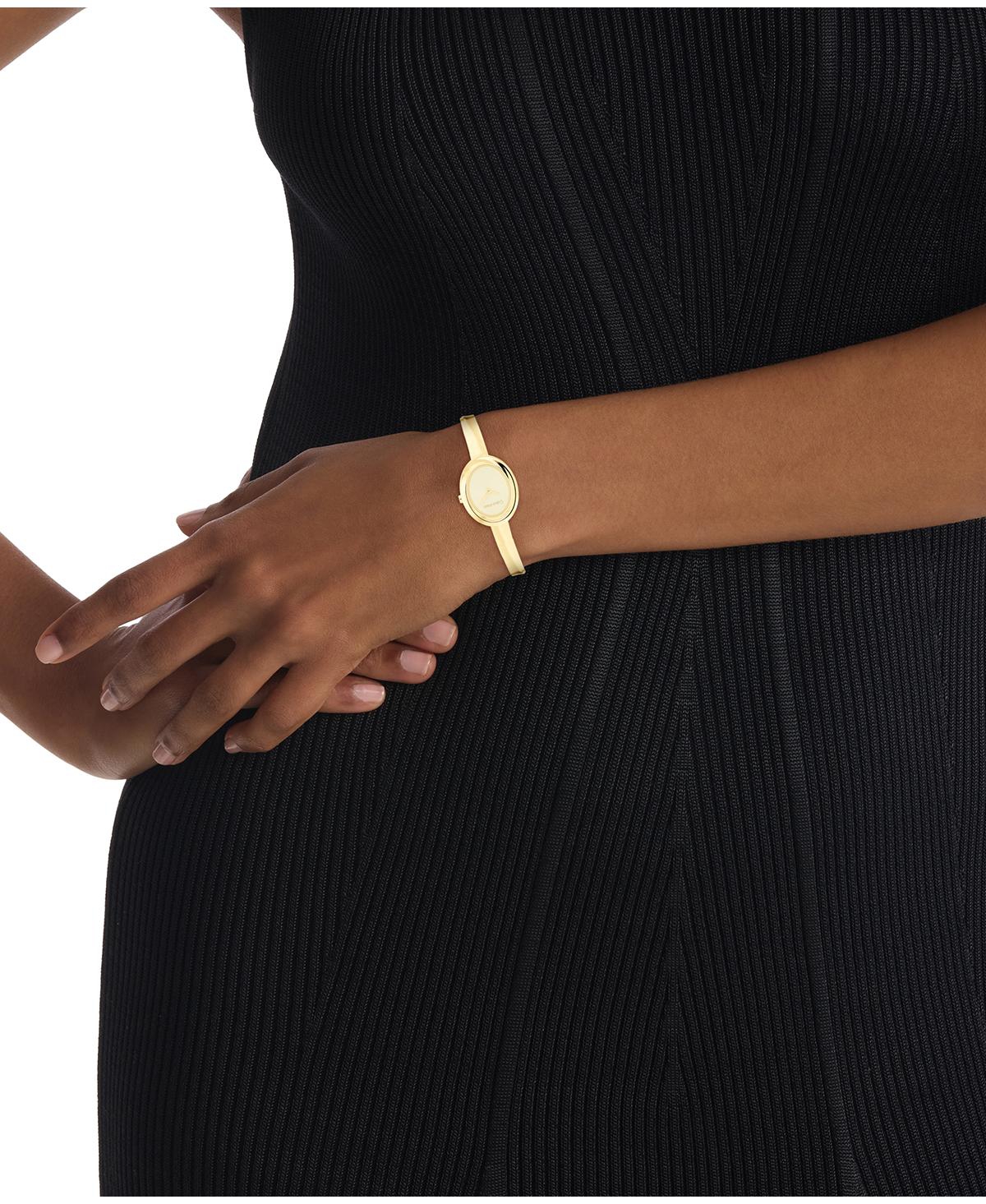 Calvin Klein Women Twisted Bezel Gold-tone Stainless Steel Bracelet Watch 24mm In Gold