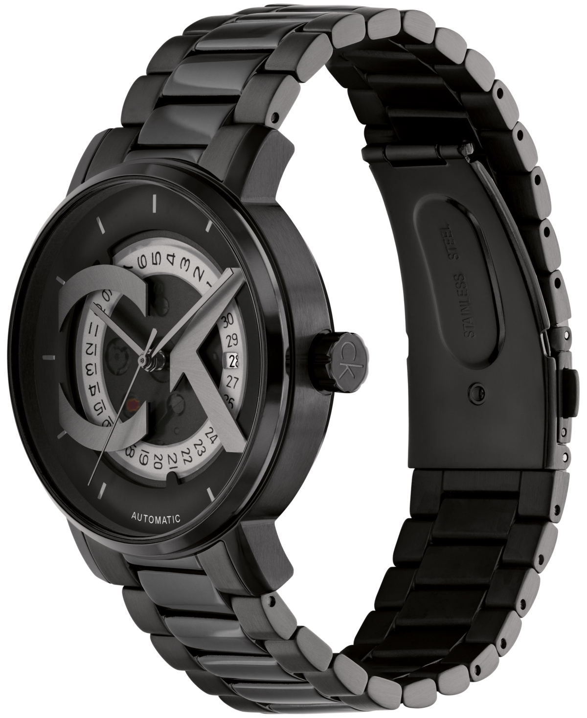 Calvin Klein Unisex Iconic Automatic Ionic PlatedStainless Steel Bracelet Watch 40mm - Black
