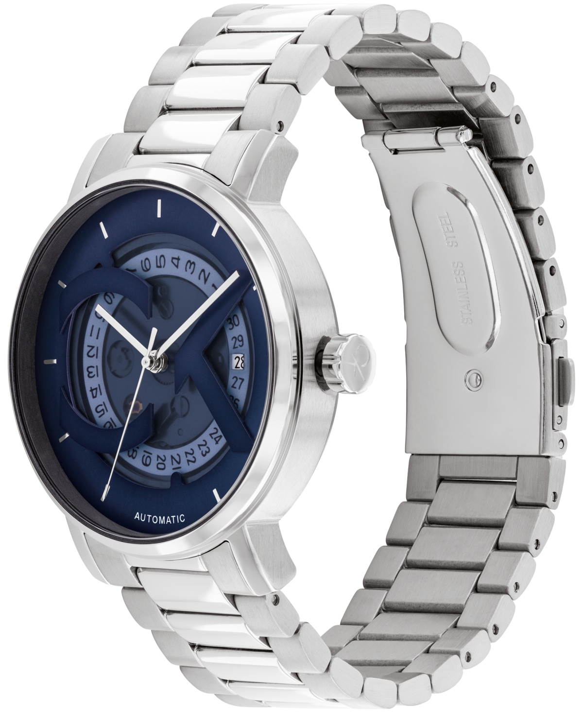 Calvin Klein Unisex Iconic Silver Stainless Steel Bracelet Watch 40mm In Silver