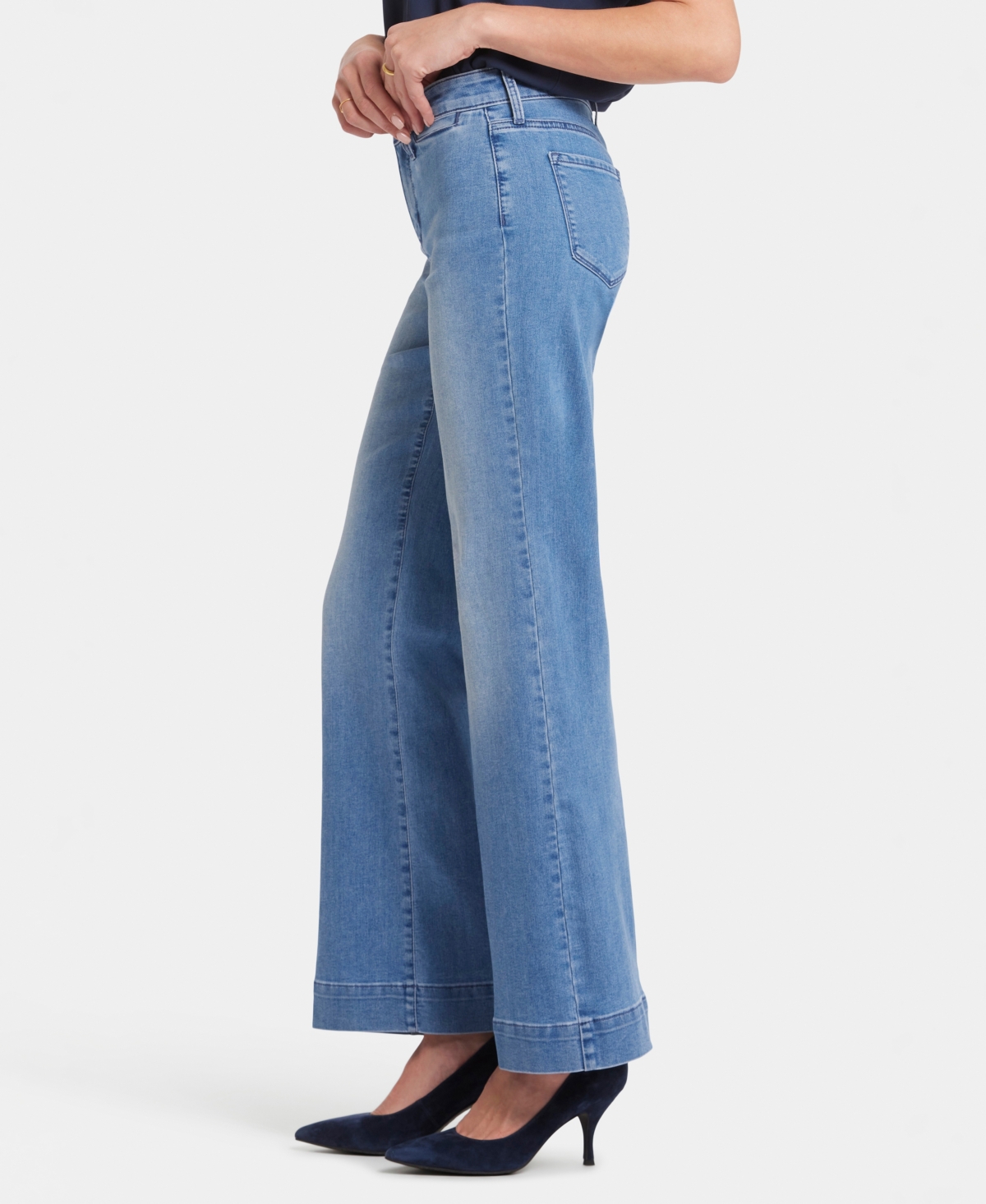 Nydj Teresa Trouser Womens Pocket Denim Wide Leg Jeans In Everly