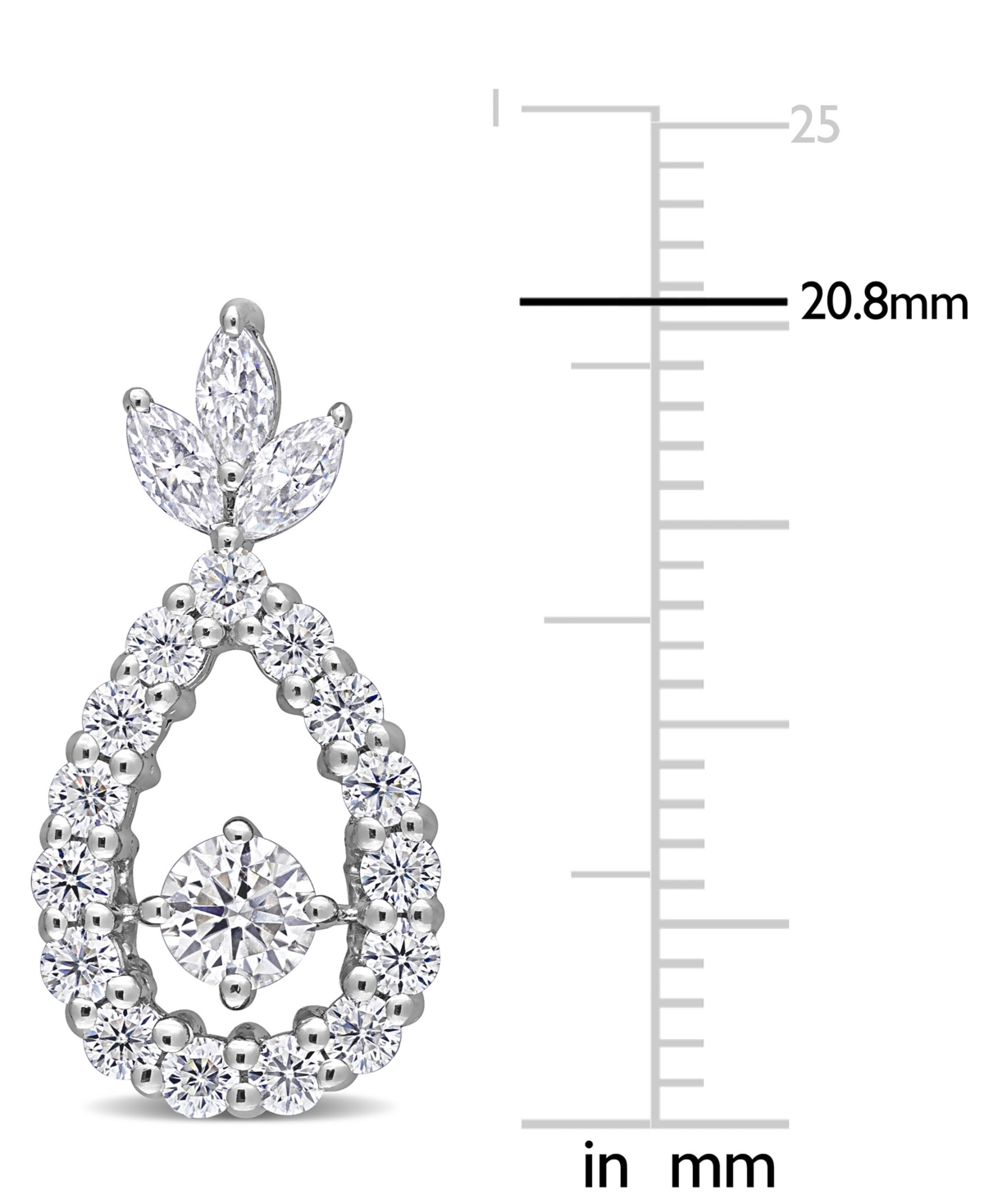 Macy's Moissanite Marquise & Round Teardrop Drop Earrings (2 Ct. T.w.) In Sterling Silver In Sterling Silver Moissanite
