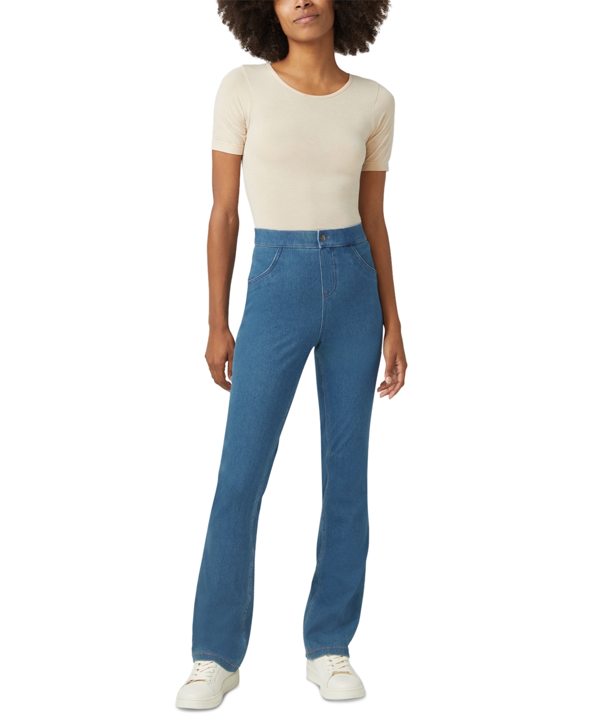 Shop Hue Women's High-rise Denim Baby Bootcut Leggings In Medium Wash