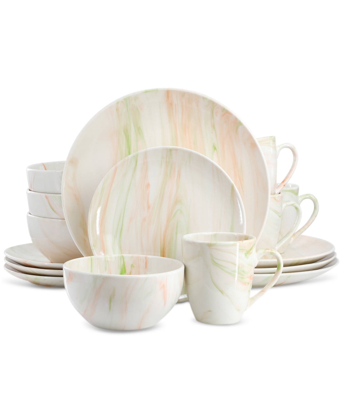 Marble 16 Pc. Dinnerware Set, Service for 4 - Orange
