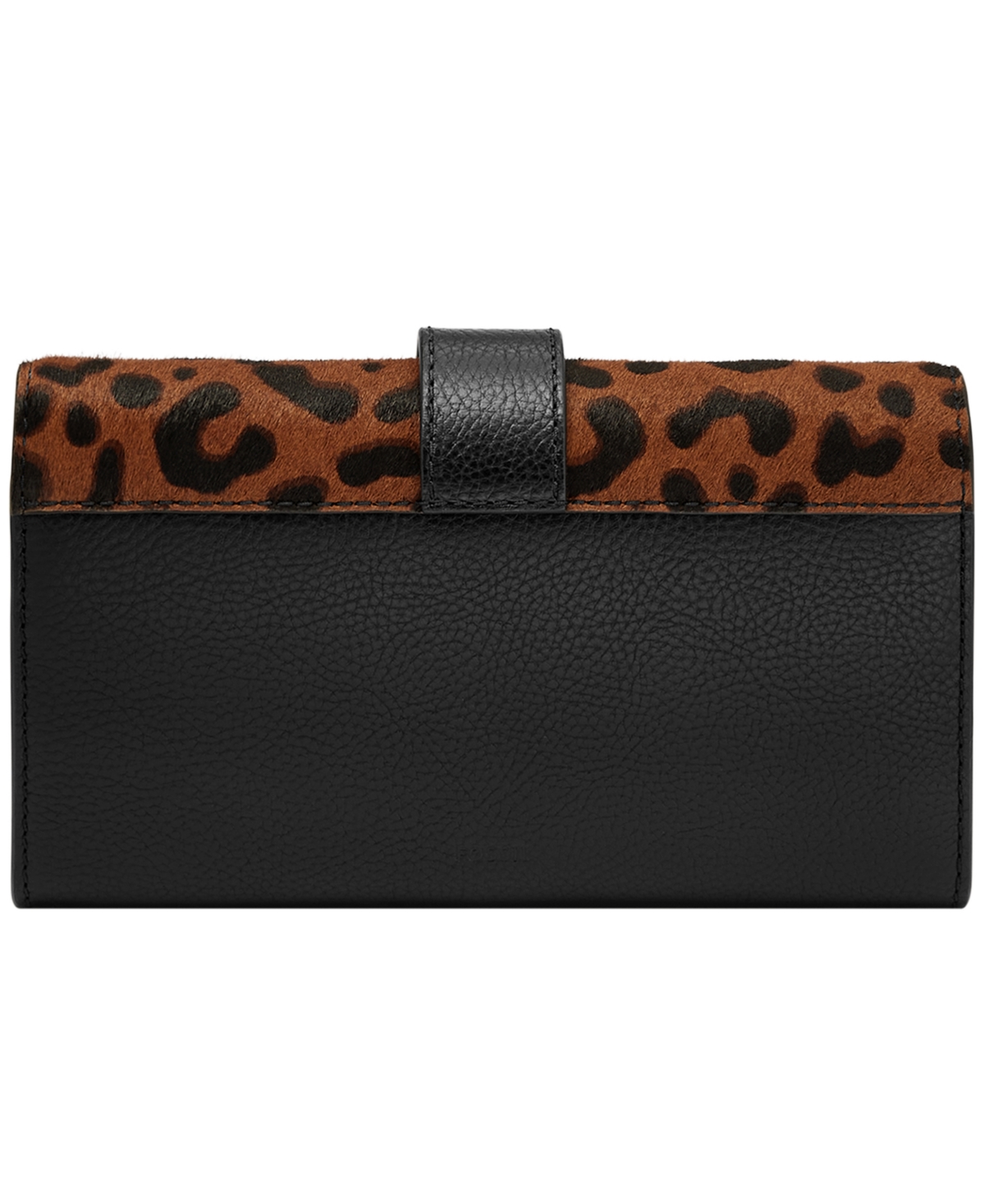 Fossil Harwell Leather Wallet Crossbody Bag In Black,leopard