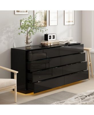 8-Drawer Wood LED Storage Organizer Chest of Drawers
