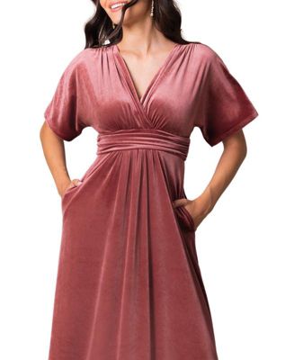 Women's Verona V-Neck Velvet Evening Gown With Pockets