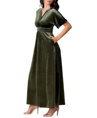 Women's Verona V-Neck Velvet Evening Gown With Pockets