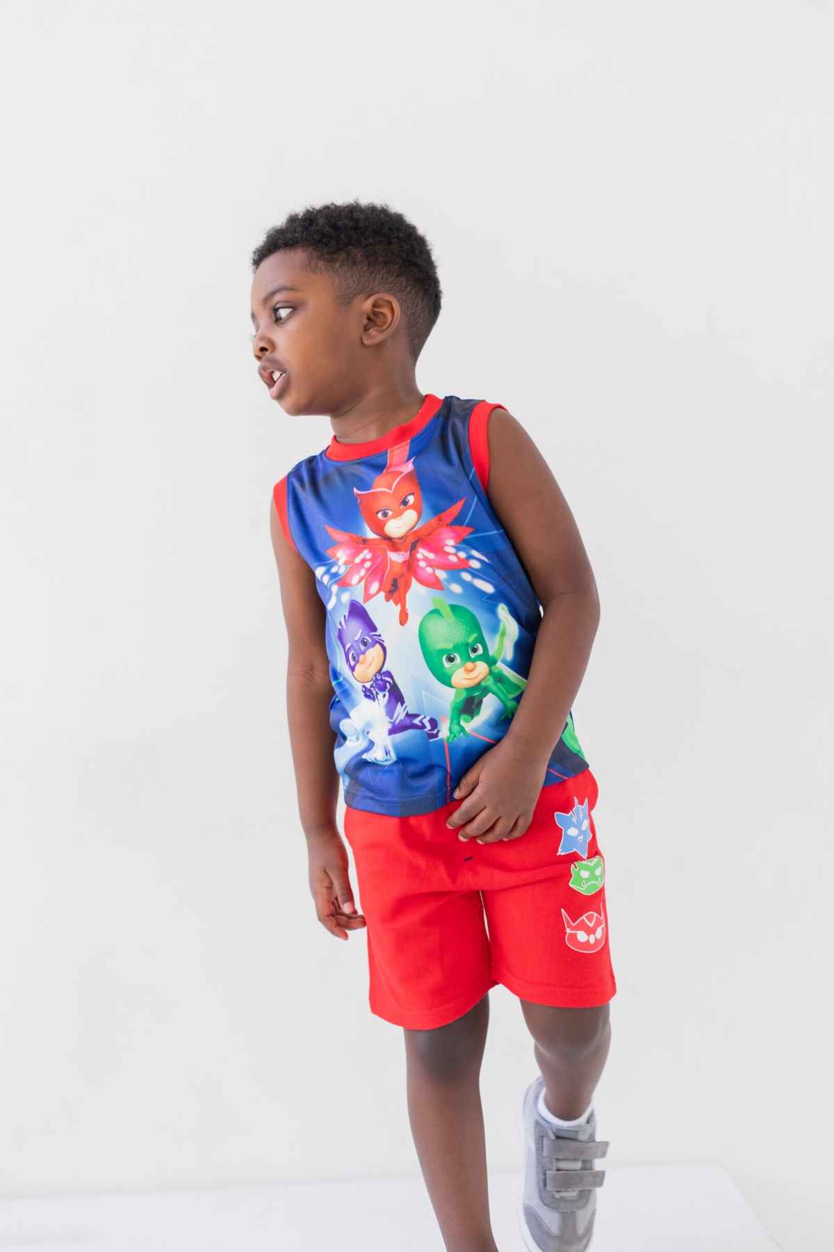 Pj Masks Boys Catboy Gekko Owlette Graphic T-Shirt Tank Top French Terry Shorts 3 Piece Outfit Set to