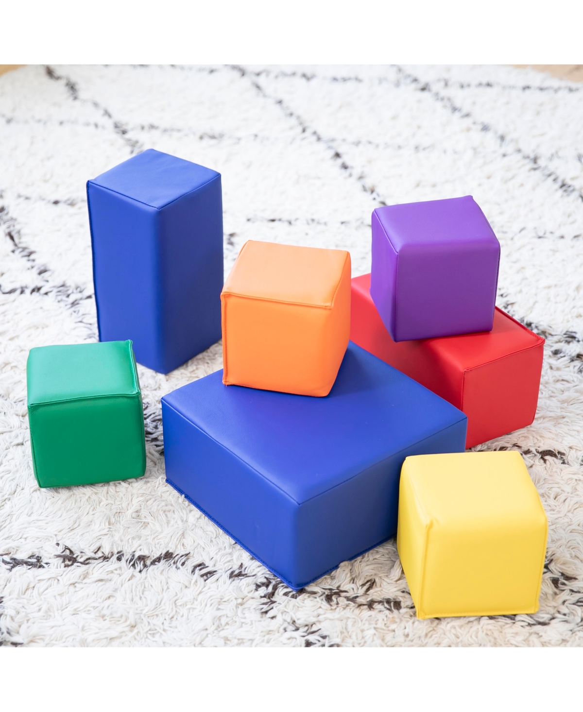 ECR4Kids SoftZone Quad Fold-n-Go Activity Mat and Patchwork Toddler Blocks, 13-Piece - Assorted