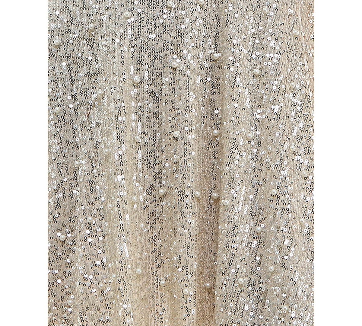 City Studios Women's Sequin & Pearl Cowlneck Dress -silv