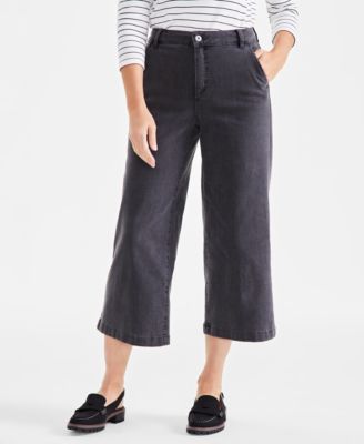 Petite High-Rise Wide-Leg Cropped Jeans, Exclusively at Macy's