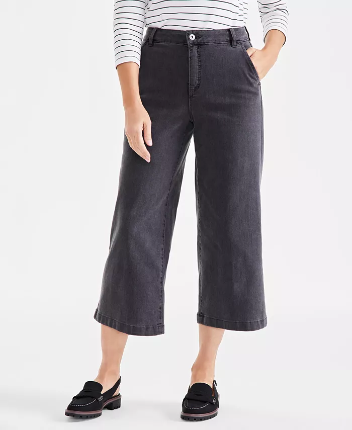 Petite High-Rise Wide-Leg Cropped Jeans - thumbnail 10