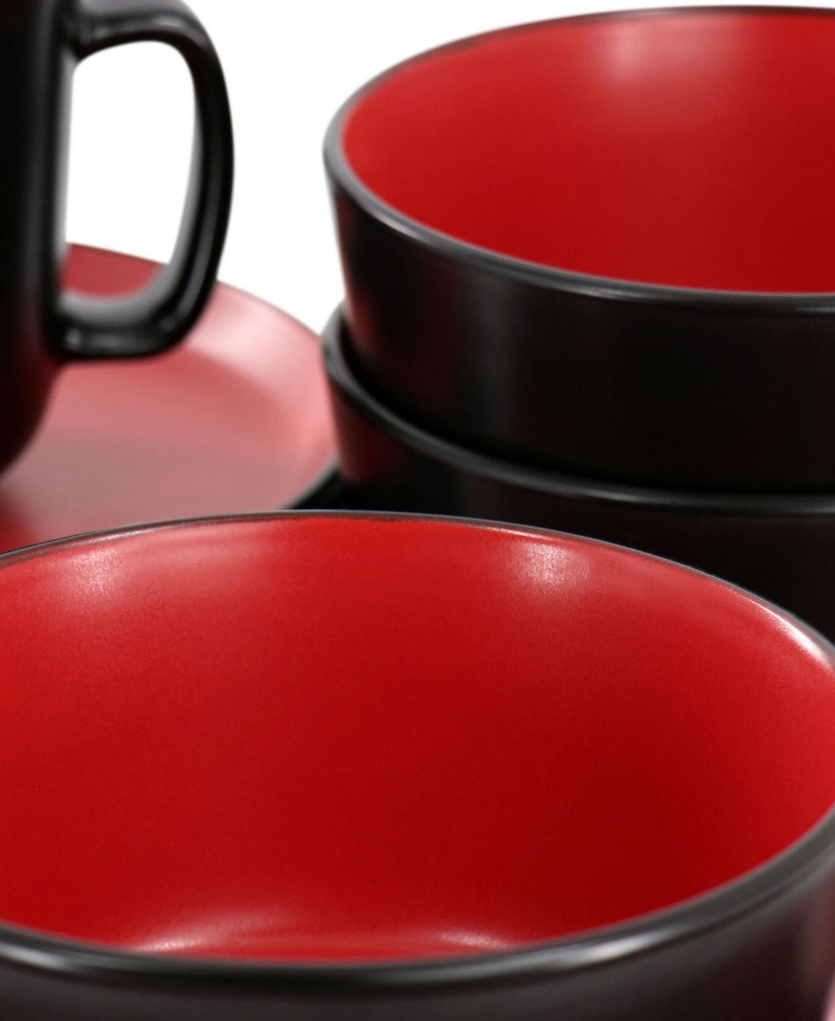 Elama Bacarra Pc. Dinnerware Set, Service for 4 - Black And Red