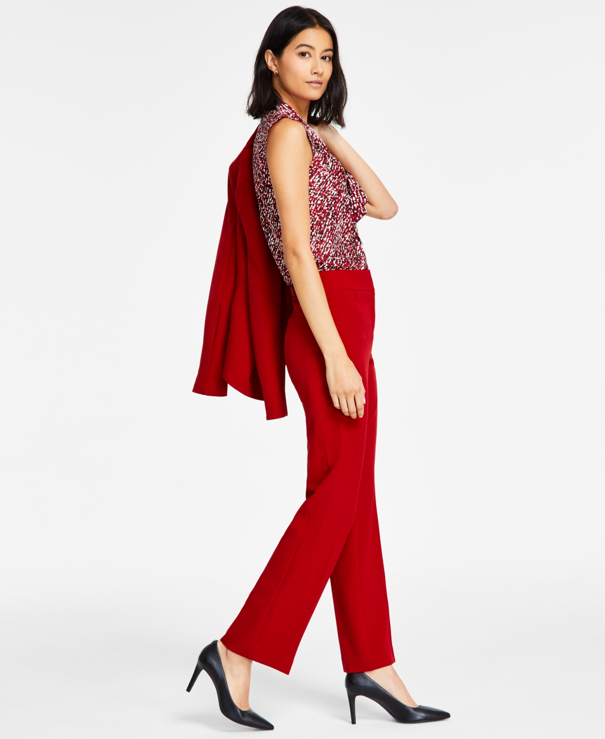 Kasper Women's Stretch-crepe Straight-leg Pants In Fire Red