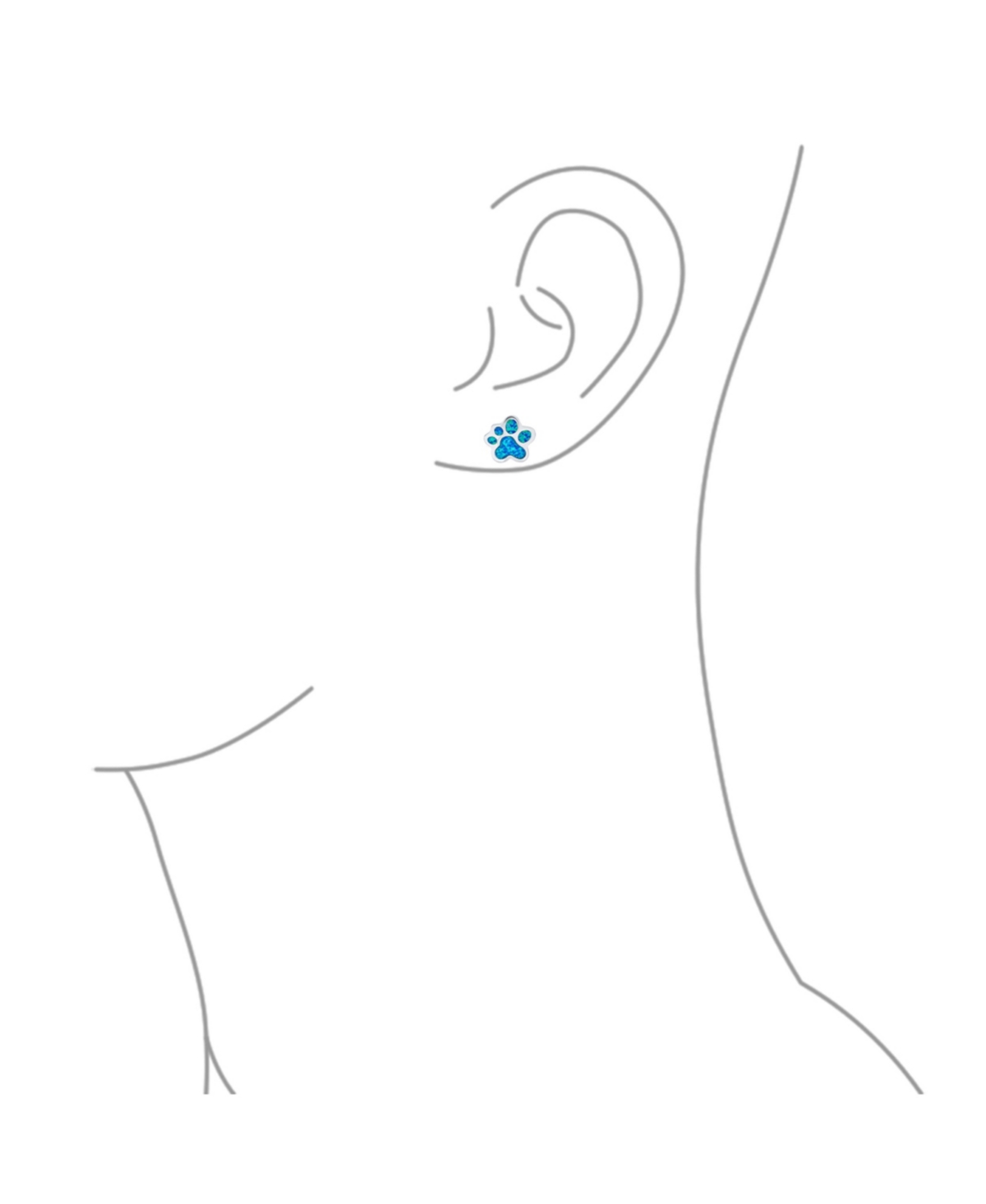 Bling Jewelry Bff Best Friend Animal Pet Lover Bff SyntheticOpal Inlay Cat Dog Puppy Paw Print Stud Earrings For Women .925 Sterling Silver For