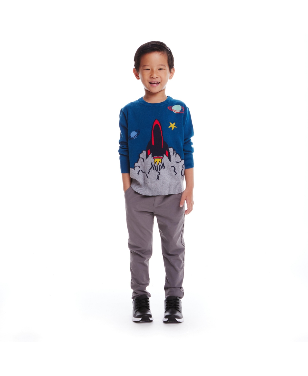 Andy & Evan Little Boys Toddler/Child Teal Space Ship Sweater