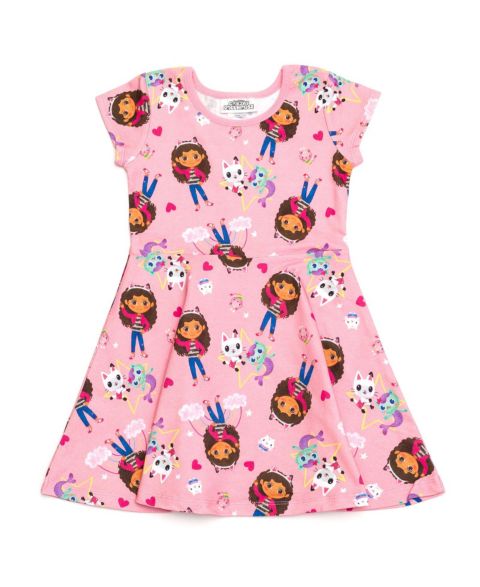 Платье Gabby's Dollhouse (6to 12)Short Sleeve Skater Dress для девочек, цвет: Розовый