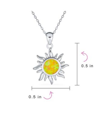 Irradiance Created Golden Yellow Orange Fire Opal Flaming Sunshine Star Sunburst Necklace Pendant Gold Plated Silver