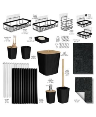 27 Piece Complete Bathroom, Vanity & Shower Accessories Set - Grey